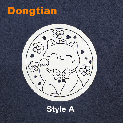 Mielas Lucky Cat Sashiko Šablonas Sashiko Trafaretas Minkštas Šablonas Skersmuo 15cm