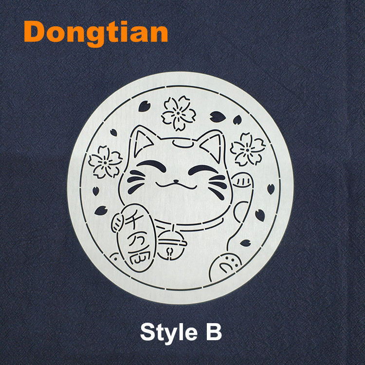 Mielas Lucky Cat Sashiko Šablonas Sashiko Trafaretas Minkštas Šablonas Skersmuo 15cm