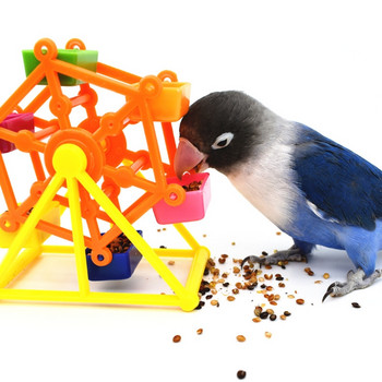 Играчки за търсене на храна за птици Креативна хранилка за папагал Завъртете играчки за обучение Интелигентност Клетка за растеж Цветна играчка за кълване на вятърна мелница