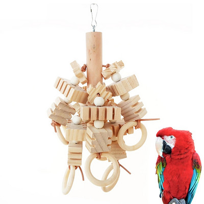 Голяма играчка за папагал, разкъсваща естествени дървени блокове, играчка за дъвчене на птици, играчка за ухапване в клетка за папагал, защита на околната среда, играчка за птици, папагал
