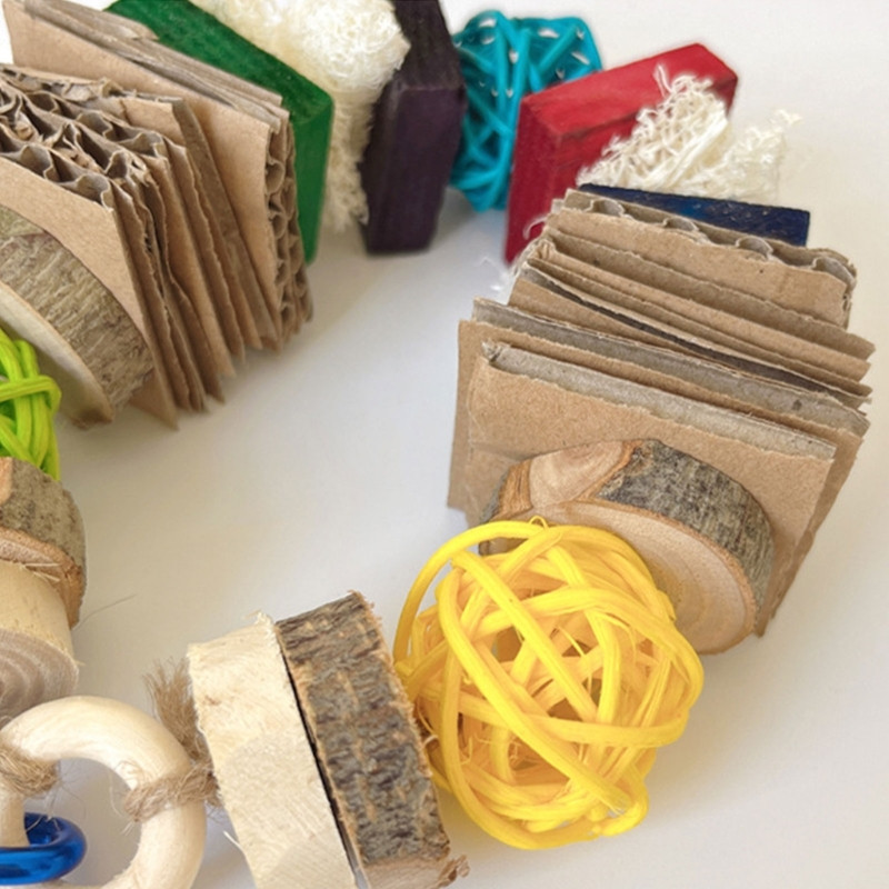 Putnu košļājamā rotaļlieta Dabīgā koka statīvs Papagailis Rotaļlieta Košiem izturīga Cockatiels Papagailis Apmācības Rotaļlieta Putnu Aksesuāri Būris Y5GB