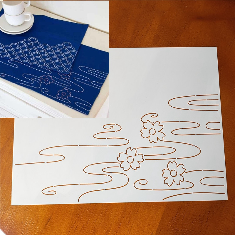 33,5 * 22 cm didelio dydžio Sashiko šablonas Sashiko trafaretas arbatos kilimėlio stalo padėkliui