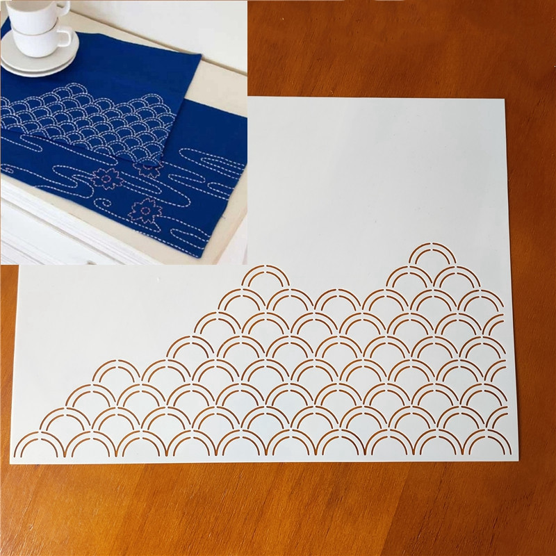 33,5 * 22 cm didelio dydžio Sashiko šablonas Sashiko trafaretas arbatos kilimėlio stalo padėkliui