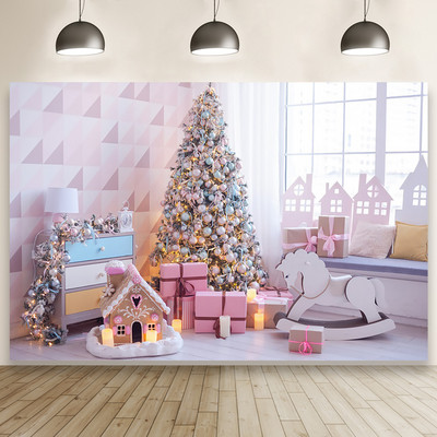 80*120 εκ. Φωτογραφία σκηνικού για χειμερινά χριστουγεννιάτικα ροζ χριστουγεννιάτικα δώρα για πάρτι Παράθυρο σκηνικού φωτογραφιών στηρίγματα για παιδιά Photostudio