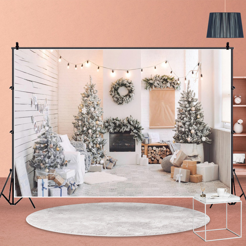 80*120cm Žiemos Kalėdų fono fotografija Rožinė Kalėdų eglutė Dovanos Vakarėlis Fono langas Nuotraukų rekvizitai Vaikų fotostudijos rekvizitai