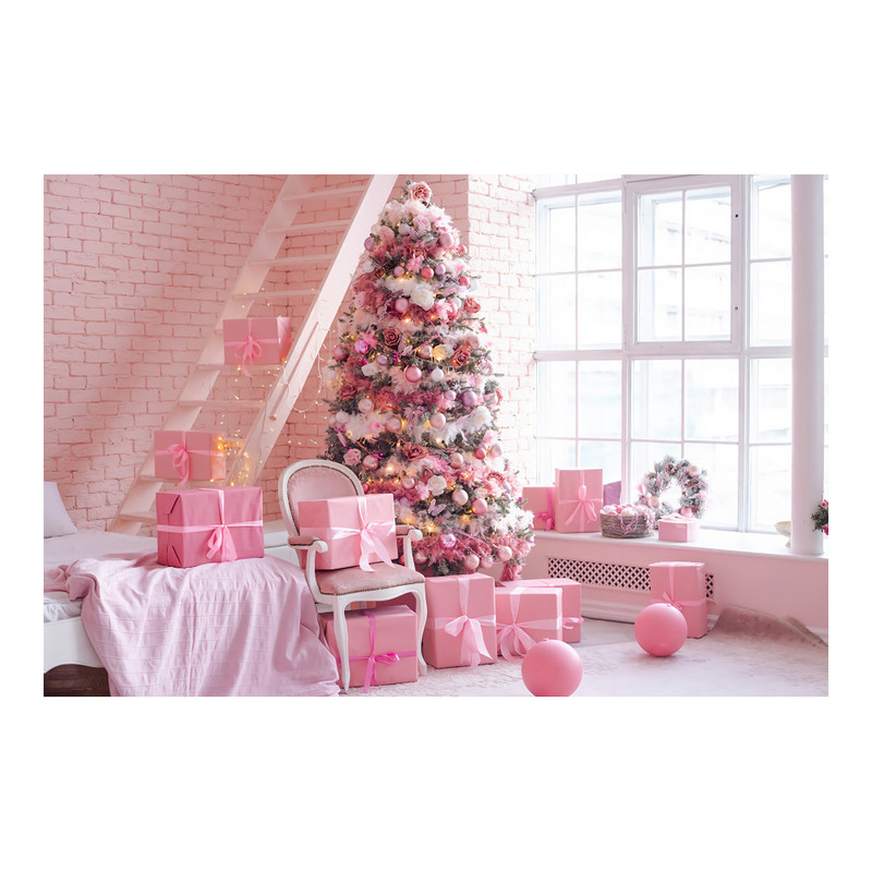 80*120cm Žiemos Kalėdų fono fotografija Rožinė Kalėdų eglutė Dovanos Vakarėlis Fono langas Nuotraukų rekvizitai Vaikų fotostudijos rekvizitai