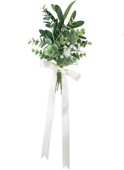 Esküvői folyosó székdíszek templomi pad pad masni a ceremónia partira Fehér baba lehelet eukaliptusz olajbogyó levelek virágok