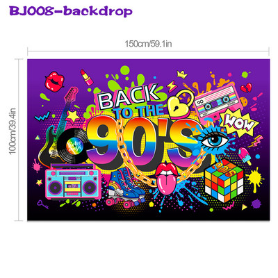 100*150 cm Forša retro disko mūzika Atpakaļ uz 90. gadu ballīti Poliestera sienas piekaramie foni Pieaugušajiem Daudz laimes dzimšanas dienā ballīšu dekorācijas
