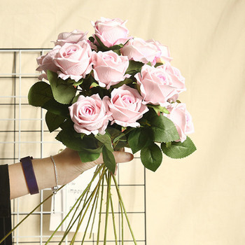 1 ΤΕΜ. Κόκκινο τριαντάφυλλο φανελένιο τεχνητό λουλούδι Μόδα διακόσμηση σπιτιού για διακόσμηση γάμου εσωτερικού χώρου υψηλής ποιότητας λουλούδι προσομοίωσης