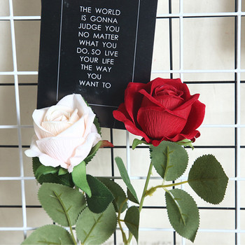 1 ΤΕΜ. Κόκκινο τριαντάφυλλο φανελένιο τεχνητό λουλούδι Μόδα διακόσμηση σπιτιού για διακόσμηση γάμου εσωτερικού χώρου υψηλής ποιότητας λουλούδι προσομοίωσης