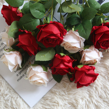 1PC Червена роза, фланела, изкуствено цвете, модна декорация за дома за сватбена декорация на закрито, висококачествено симулационно цвете