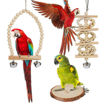 Parrot Bird Toys Окачване Висяща мостова верига Pet Bird Parrot Bite Chew Toys Bird Cage Toys for Parrots Birds Decor