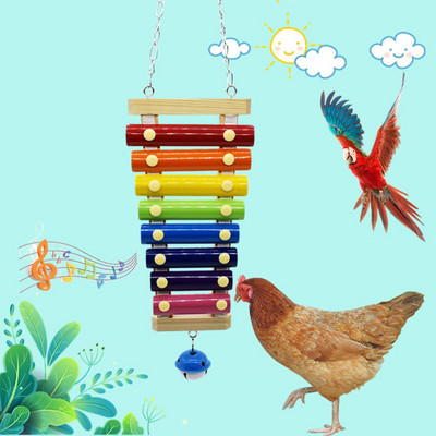 Păsări colorate agățate cu xilofon de jucărie Accesorii pentru cuști de păsări cu clopote pentru pui, păsări, papagal, papagali