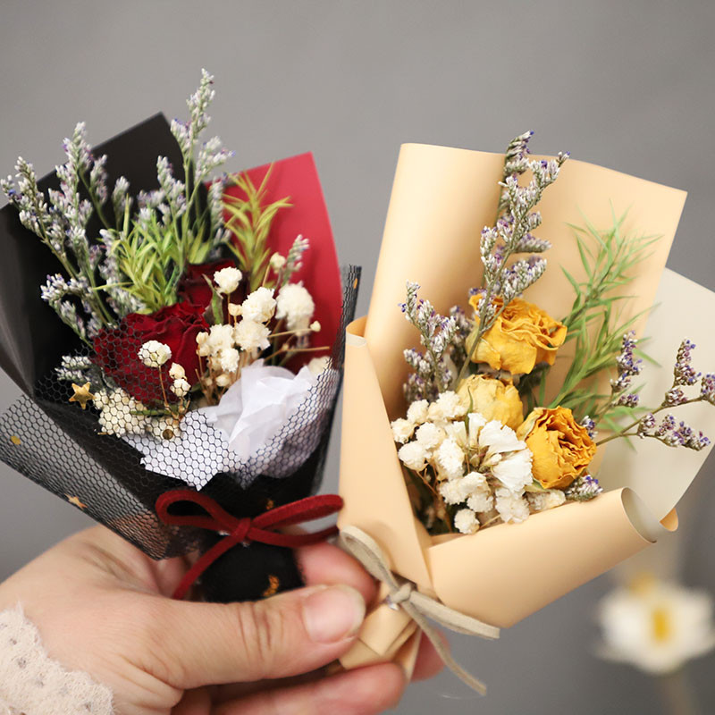 Mini mazi dabīgi kaltēti ziedi rožu pušķis, svaigi konservēti bērnu elpas dekoratīvie fotoattēli, mājas dekori, ballītes dāvana DIY