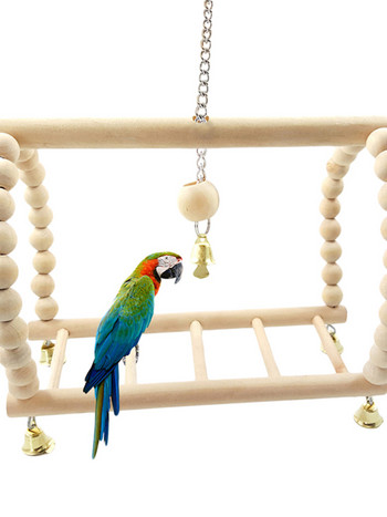 Παιχνίδια παπαγάλων πουλιών Ξύλινη κρεμαστή αιώρα κούνιας αναρρίχησης σκάλες κούρνια παιχνιδιών παπαγάλοι κοκτέιλ Προμήθειες κλουβιών πουλιών
