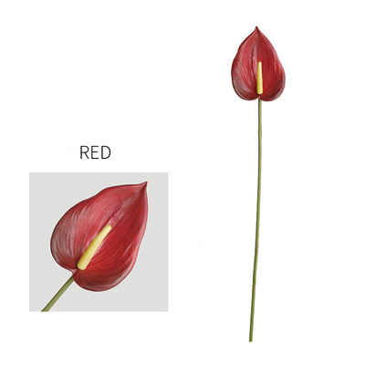 JAUNS Sarkanais flamingo Guanyin lotus garais zars Anthurium fleurs artificielles mājas kāzu dekorēšana viltus ziedi istabas dekors