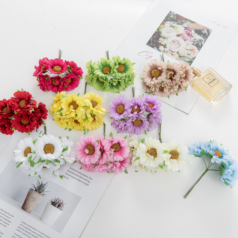 18GB Zīda margrietiņa Gerbera Stamen Jaungada Ziemassvētku dekors mājai Dzīvojamā istaba Kāzu Dāvanu konfekšu kastīte Mākslīgie ziedi