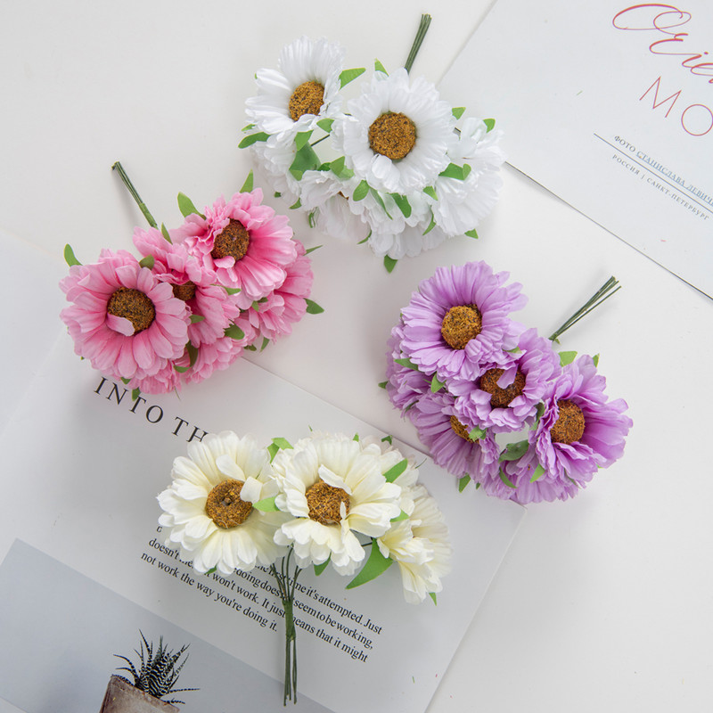 18GB Zīda margrietiņa Gerbera Stamen Jaungada Ziemassvētku dekors mājai Dzīvojamā istaba Kāzu Dāvanu konfekšu kastīte Mākslīgie ziedi