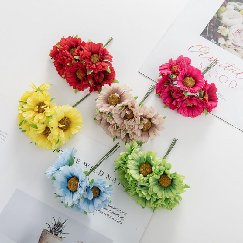 18GB Zīda margrietiņa Gerbera Stamen Jaungada Ziemassvētku dekors mājai Dzīvojamā istaba Kāzu Dāvanu konfekšu kastīte Mākslīgie ziedi