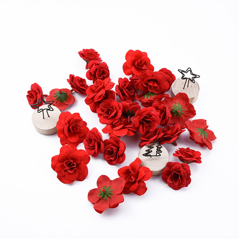 20Gb zīda rozes vairumtirdzniecība sarkani kāzu dekoratīvie ziedi mājas dekorēšanas aksesuāri Ziemassvētku vainags mākslīgie ziedi lēti