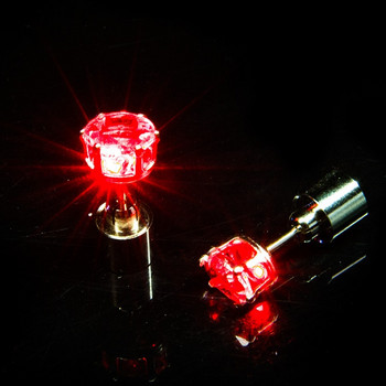 1 чифт светодиодни обеци с червена светлина, мигащи обеци от неръждаема стомана, аксесоари за танцово парти, горещ коледен подарък, светеща пръчка.