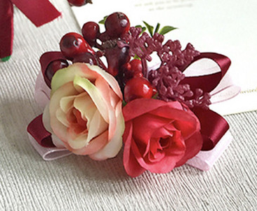 YO CHO Morbidezza Style Wrist Corsage Βραχιόλι Bridesmaid Sisters Hand Flowers Wedding Party Bridal Groom Prom Passionate Rose