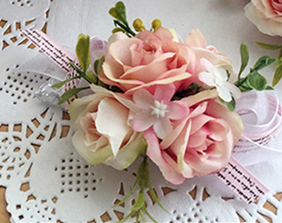 YO CHO Morbidezza Style Wrist Corsage Βραχιόλι Bridesmaid Sisters Hand Flowers Wedding Party Bridal Groom Prom Passionate Rose