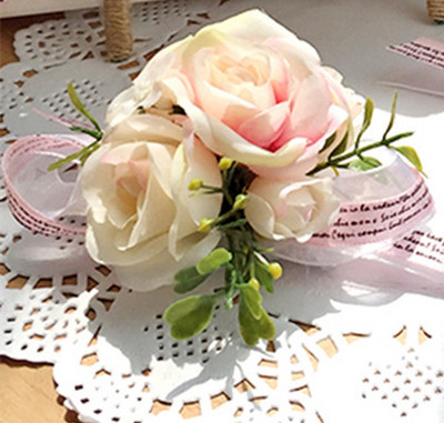 YO CHO Morbidezza Style Wrist Corsage Βραχιόλι Bridesmaid Sisters Hand Flowers Wedding Party Bridal Groom Prom Passionate Rose