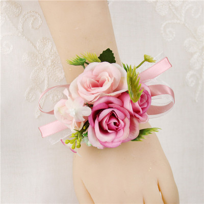YO CHO Morbidezza Style Wrist Corsage Βραχιόλι Bridesmaid Sisters Hand Flowers Wedding Party Bridal Groom Prom Passionate Rose