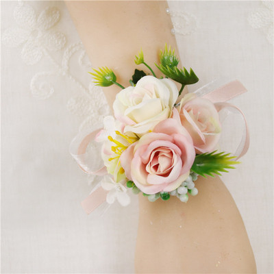 YO CHO Morbidezza Style Wrist Corsage Βραχιόλι Bridesmaid Sisters Hand Flowers Wedding Party Bridal Groom Prom Passionate Rose