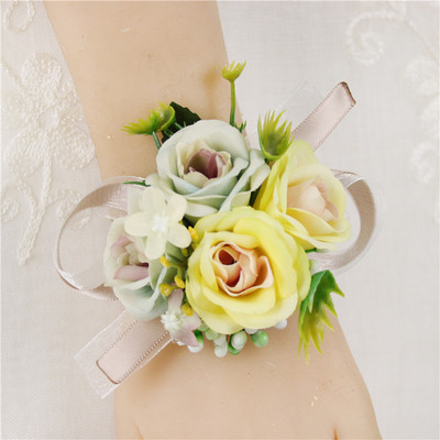 YO CHO Morbidezza Style Wrist Corsage Βραχιόλι Bridesmaid Sisters Hand Flowers Wedding Party Bridal Groom Prom Passionate Rose