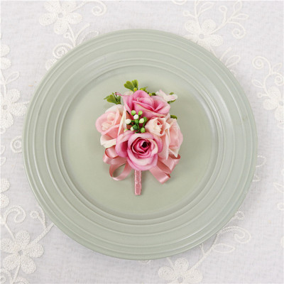 YO CHO Morbidezza Style Wrist Corsage Βραχιόλι Bridesmaid Sisters Hand Flowers Wedding Party Bridal Groom Prom Passionate Rose