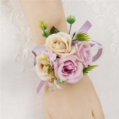 YO CHO Morbidezza Style Wrist Corsage Βραχιόλι Bridesmaid Sisters Hand Flowers Wedding Party Bridal Groom Prom Passionate Rose