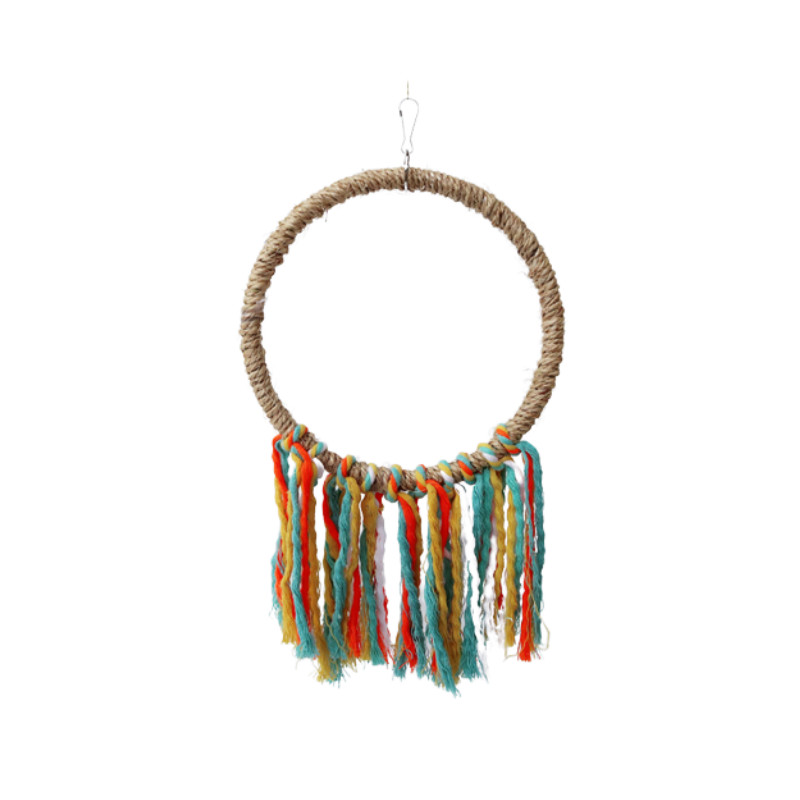 Mājdzīvnieku putnu papagaiļa rotaļlieta kokvilnas virves apļa rotaļlietas košļājamā koduma papagailis asaris karājās būrī Šūpoles virves gredzenu statīvs kāpšanai rotaļlieta putnam.