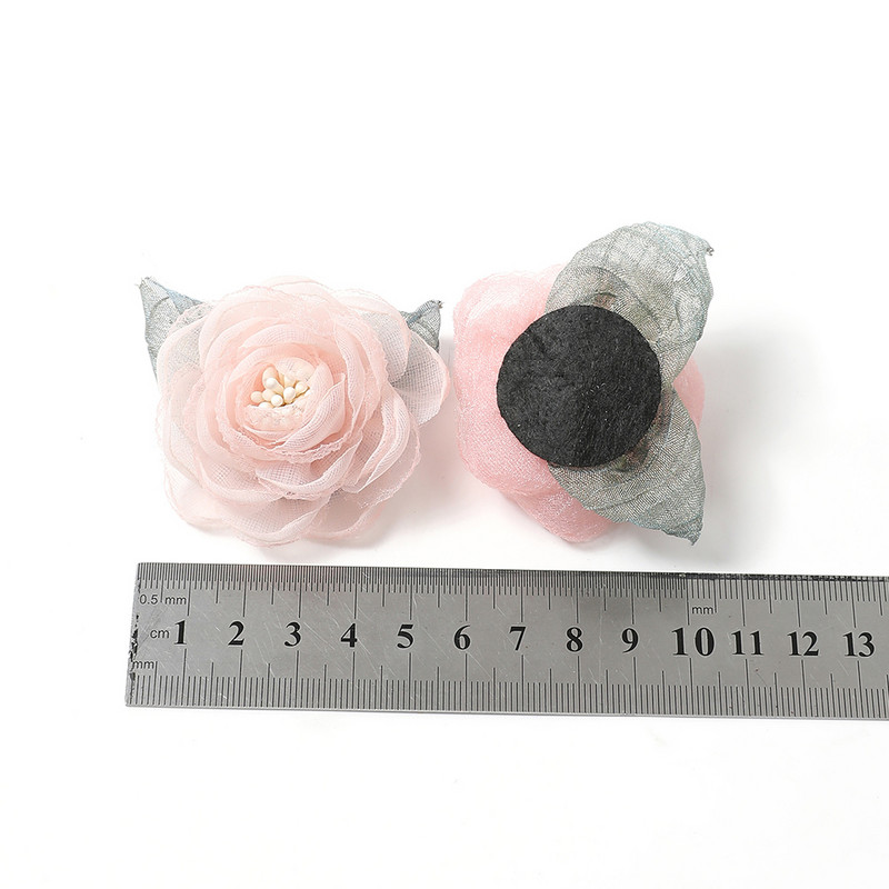 5Gb Šifona rožu mākslīgie ziedi dzijas auduma ziedi galvassegu kleitu kāzu pušķu dekoram amatniecības dzijas ziedu aksesuāri