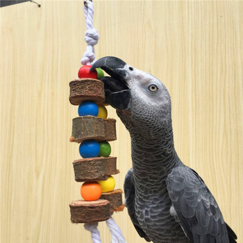 Φυσικά ξύλινα πουλιά Παπαγάλος πολύχρωμα παιχνίδια おもちゃ Αντίσταση στο μάσημα Μπάλες κλουβιού κρεμαστές δύο σχοινιά צעצועים Vogel Speelgoed