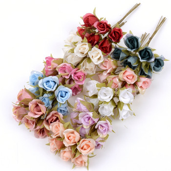 6τμχ 10cm Τεχνητά λουλούδια Μπουκέτο μεταξωτό τριαντάφυλλο Γαμήλιο πάρτι Διακόσμηση σπιτιού DIY στεφάνι Χριστουγεννιάτικο κουτί δώρου Χειροτεχνία Ψεύτικο λουλούδι