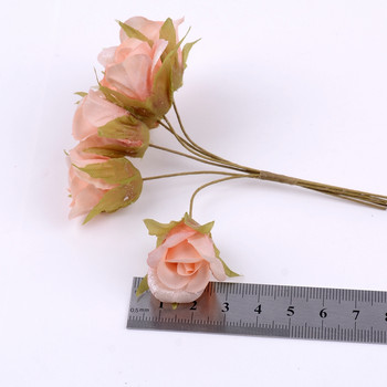6τμχ 10cm Τεχνητά λουλούδια Μπουκέτο μεταξωτό τριαντάφυλλο Γαμήλιο πάρτι Διακόσμηση σπιτιού DIY στεφάνι Χριστουγεννιάτικο κουτί δώρου Χειροτεχνία Ψεύτικο λουλούδι