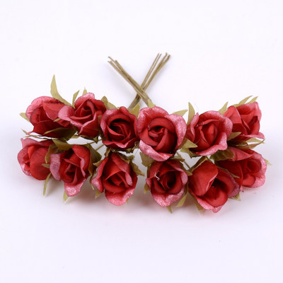 6 gab 10 cm mākslīgie ziedi zīda rožu pušķis kāzu ballīte mājas dekorēšana DIY vainags Ziemassvētku dāvanu kastīte Amatniecība viltots zieds