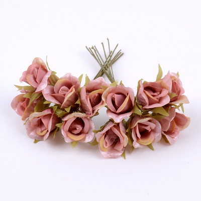 6 gab 10 cm mākslīgie ziedi zīda rožu pušķis kāzu ballīte mājas dekorēšana DIY vainags Ziemassvētku dāvanu kastīte Amatniecība viltots zieds