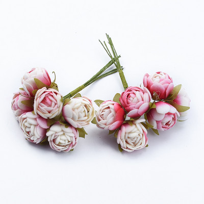 6db MINI tearózsa csokor Többszínű lakberendezési kiegészítők karácsonyi füzér esküvői ajándékdoboz művirágok olcsón