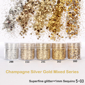 1 κουτί 10ml Champagne Silver Gold Mixed Purple Series Nail Powder Kit Gloss Glitter Powder πούλιες για τέχνη διακόσμησης με βερνίκια νυχιών