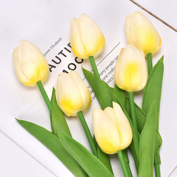 5 τεμ. Τεχνητά λουλούδια Τουλίπες Διακοσμήσεις σπιτιού Πραγματική πινελιά Ψεύτικα λουλούδια Λευκή ανθοδέσμη με τουλίπα για διακόσμηση πάρτι στον κήπο γάμου της νύφης