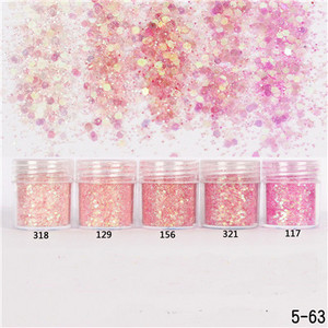 Nail Art Glitter 3D MIX színes köröm csillámpor flitter púder konfetti köröm flitter Lentejuelas Para Manualidades 5 doboz/készlet