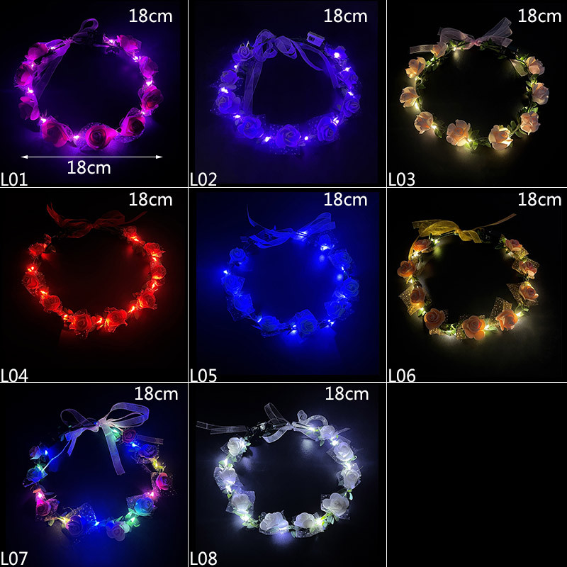 Kāzu ballīšu kroņa ziedu galvas saite LED gaismas vainaga vītnes rotājums sievietēm, meitenes dzimšanas dienas labvēlība, spīdīga matu vītnes matu lente