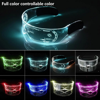 7 цветни декоративни киберпънк очила Цветни светещи очила LED светещи очила за бар KTV Хелоуин киберпънк парти