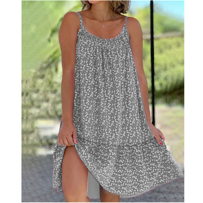 Vintage ziedu ikdienišķa kleita sievietēm vasaras brīvdienu kleita bez piedurknēm ar U veida kakla izgriezumu, liela izmēra 5XL sieviešu brīva A-līnijas kleita 2023. g.