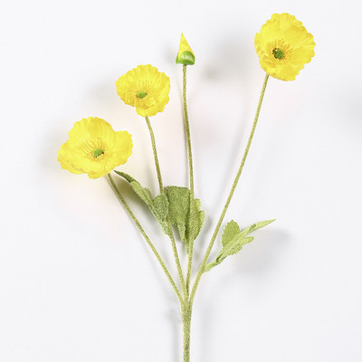 Skaisti magones mākslīgo ziedu simulācija zīda viltus zieds kāzu ballītei mājas dekoratīvie ziedi ar lapām dzeltenīgi sarkani