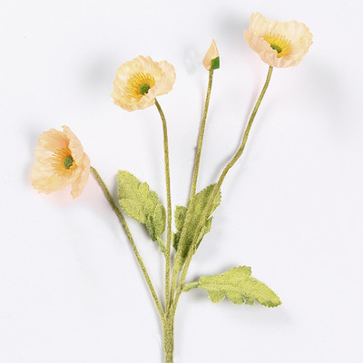 Skaisti magones mākslīgo ziedu simulācija zīda viltus zieds kāzu ballītei mājas dekoratīvie ziedi ar lapām dzeltenīgi sarkani