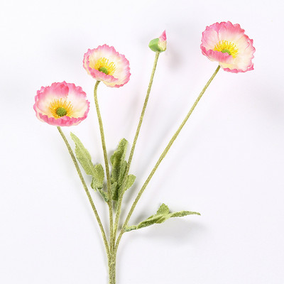 Skaisti magones mākslīgo ziedu simulācija zīda viltus zieds kāzu ballītei mājas dekoratīvie ziedi ar lapām dzeltenīgi sarkani